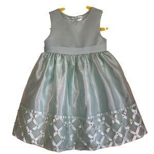 American Princess Mint Satin Formal Dress Pearl Embellished Skirt Flower Girl 2T